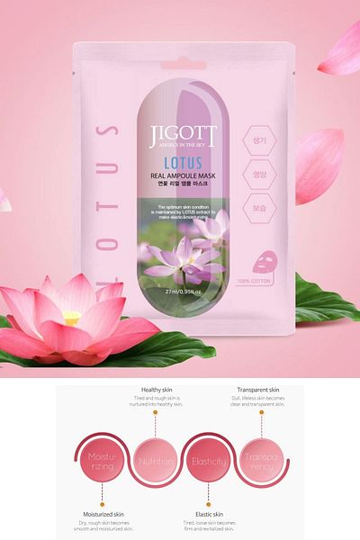 Jigott Lotus Revitalizing, Moisturizing and Brightening Real Ampoule Mask