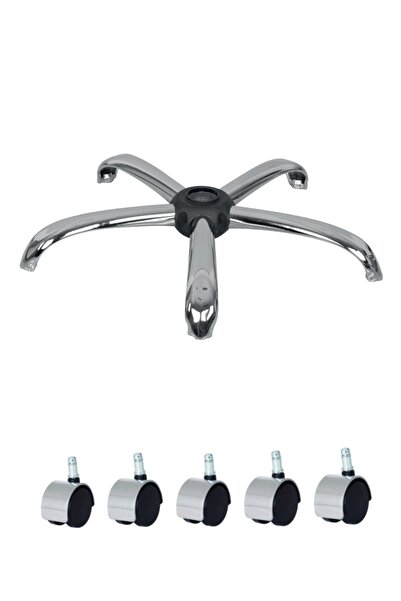 Elayce Ofis Yıldız Krom Ayak Krom Tekerlek Ofis Koltuğu Yedek Parçası