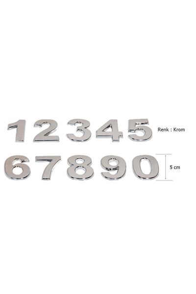 EYM Yapışkanlı Rakam 5 Cm Krom Renk ( 1 Adet Rakam Fiyatıdır Set Değildir )