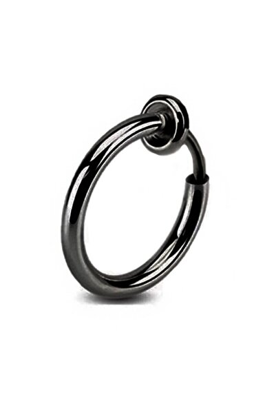 TREND COLLECTİON Unisex Siyah Çelik Deliksiz Sıkıştırmalı Piercing Tragus Küpe