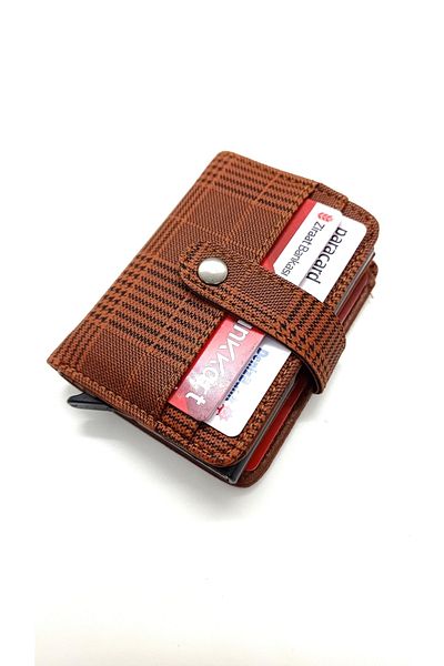 MKM Plaid Placket Automatic Mechanism Card Holder And Wallet