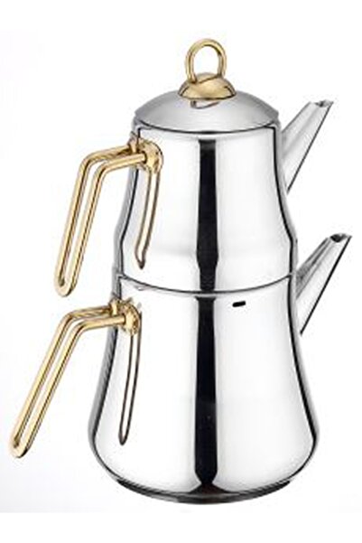 NİZAM Petra Çelik Çaydanlık Takımı Orta Boy Gold Kulp