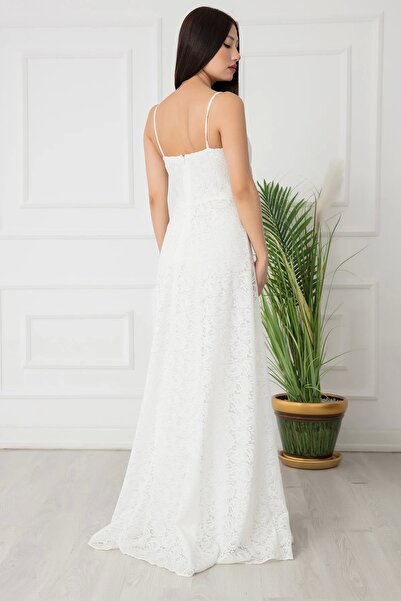 PULLIMM Μακρύ βραδινό φόρεμα με λουράκι με δαντέλα 13337