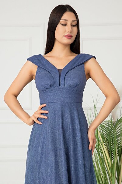 PULLIMM Simli Tül Uzun Abiye Elbise 13280