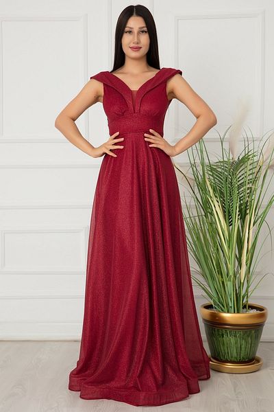 PULLIMM Rochie de seara lunga din tul cu sclipici 13280