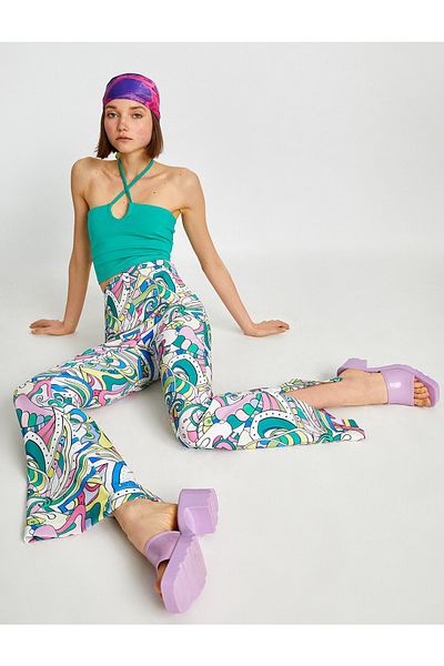 Koton Hose mit weitem Bein und hoher Taille