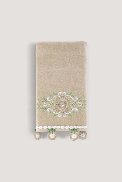 Arliva Home Velvet Embroidered Dowry Towel Beige 30X50