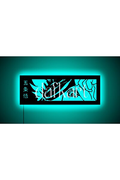 DAFKART Jujutsu Kaisen Gojo Satoru 3 Rgb Led Işıklı Ahşap Tablo Ev/ofis Anime Duvar Dekoru