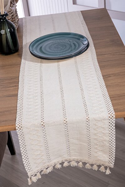 vivamaison Cotton Lace Cream 35x145 Cm Runner Table Cloth