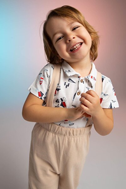 DeFacto Erkek Bebek Yelken Desenli Pike Kısa Kollu Polo Tişört