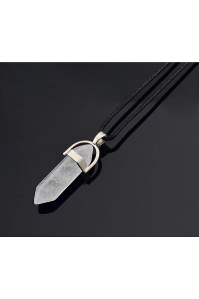 Yüksel Boncuk Unisex Crystal Quartz Natural Stone Nail Necklace
