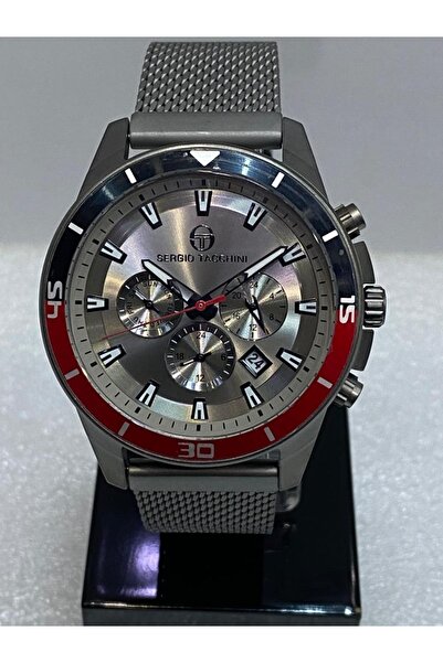 Sergio Tacchini Sergio Taccini Antrasit Hasır Örgü %100 Çelik 5 Atm Erkek Kol...