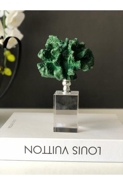 TarzzHome Dekoratif Polyester Mercan Yeşil Gümüş