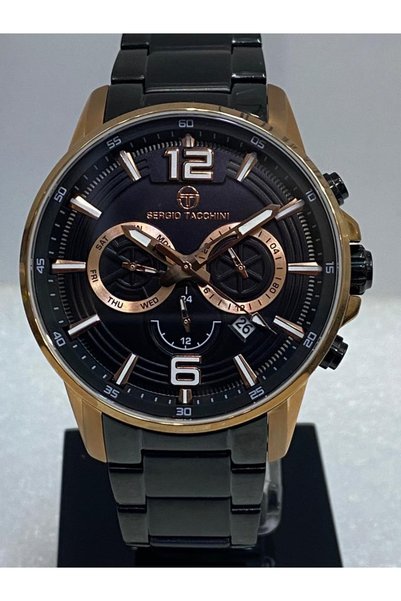 Sergio Tacchini Sergio Taccini Rose Gold &siyah %100 Çelik 5 Atm Erkek Kol Saati