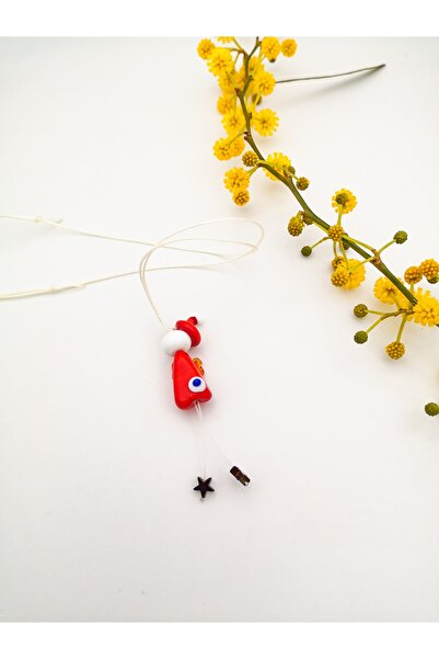 camADA Murano Cam Kırmızı Melek Nazarlık Desenli Araba Süsü