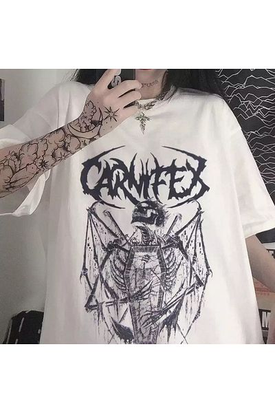 Köstebek Γοτθικό Grunge Streetwear Carnifex The Script λευκό μπλουζάκι