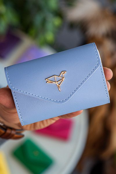 Garbalia Lviv Vegan Piele Acordeon Baby Blue Portofel pentru femei Suport carduri