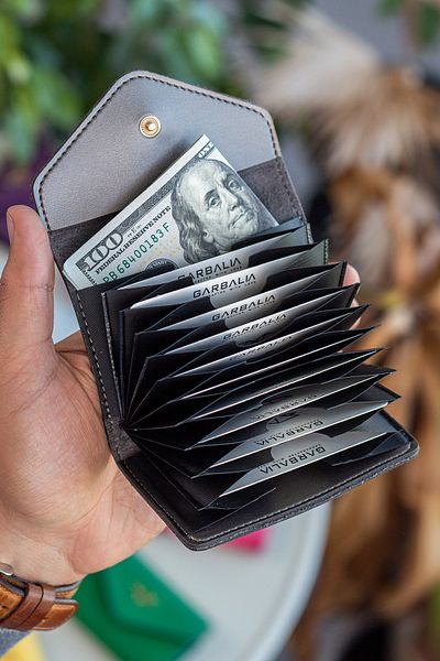 Garbalia Lviv Vegan Leather Accordion Anthracite Women's Wallet Card Holder