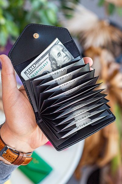 Garbalia Lviv Vegan Leather Accordion Black Women's Wallet Card Holder