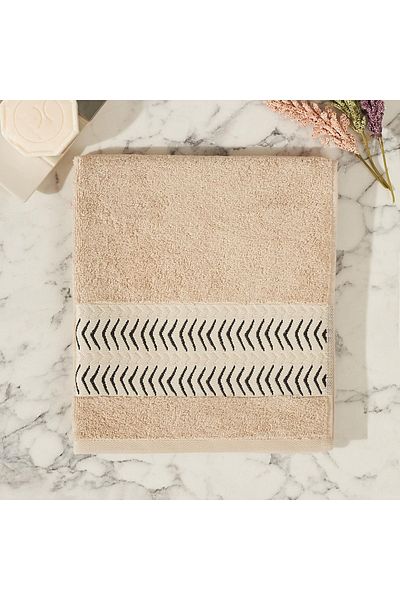 Nuvomon E3 Beige Face Towel - Ethnic, 50x80 Cm
