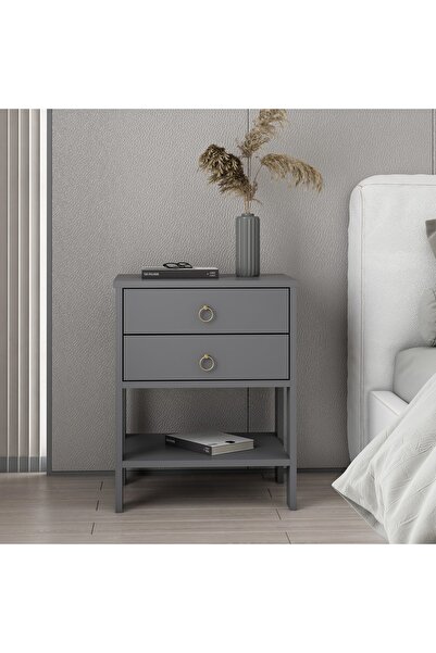 DEKOROSSO Zen Modern 2 Çekmeceli Komodin Antrasit