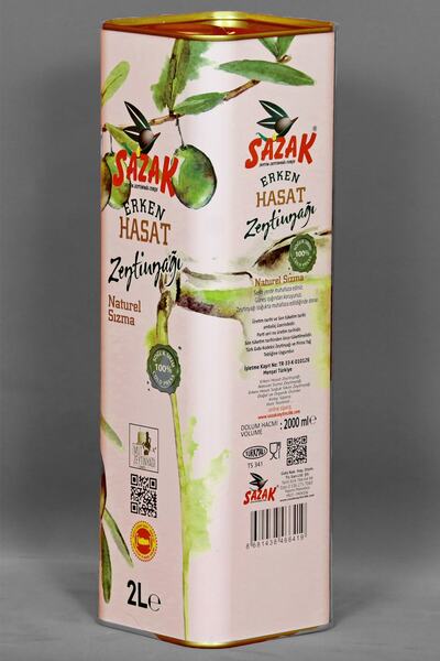 sazak zeytin zeytinyağı Erken Hasat Soğuk Sıkım Sızma Zeytinyağı 2 Lt