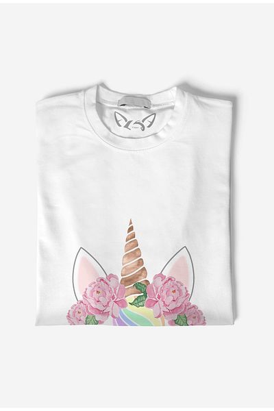 Alfa Tshirt Tricou alb pentru copii cu imprimeu unicorn