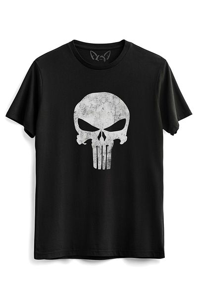 Alfa Tshirt Μαύρο μπλουζάκι με εικονογραφημένη ψηφιακή εκτύπωση Punisher