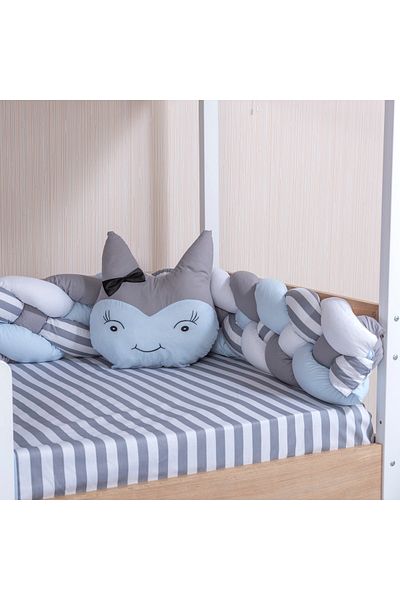 Mini Baby 4-Piece Braided Blue Montessori Baby Kids Sleeping Set 100x200
