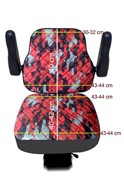 Binbir Trend Kabinli Traktör 2 Parça Koltuk Kılıfı- Kırmızı Kamuflaj - Ithal Impertex