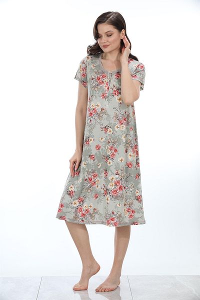 Etoile Bamboo Collar Buttoned Women's Nightgown 72037