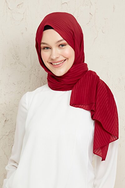 Madame Polo Naturel Pamuk Şal - Bordo