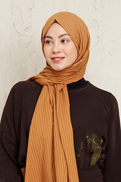 Madame Polo Naturel Pamuk Şal - Kehribar