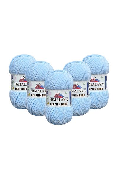 Himalaya Dolphin Baby Kadife İp 5'li Paket - 80306 Bebe Mavi - 100 Γρ. 120 Μτ.