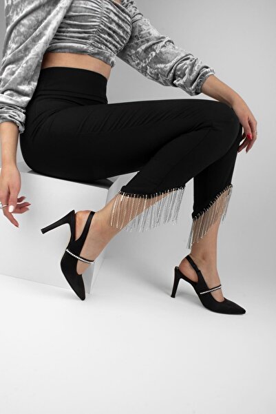 FOLLOWHER حذاء نسائي بكعب حجري ساتان