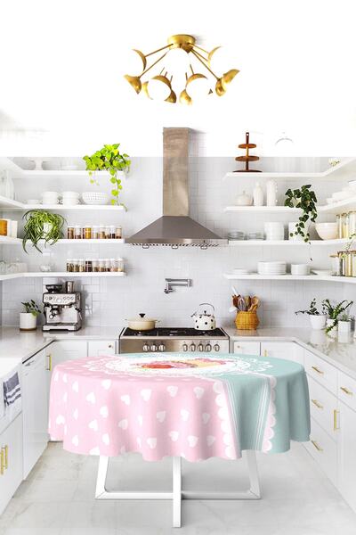 Nish & Royal Cupcake Tasarımlı Dijital Baskılı Yuvarlak Masa Örtüsü