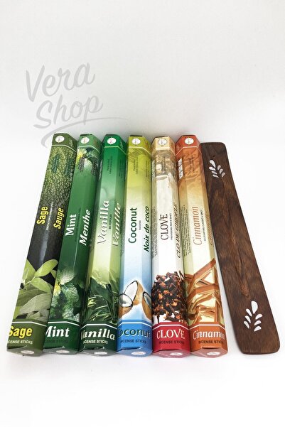 Flute Tütsü 6 Çeşit Adaçayı, Nane, Vanilya, Hindistan Cevizi, Karanfil, Tarçın Ve Ahşap Tütsülük