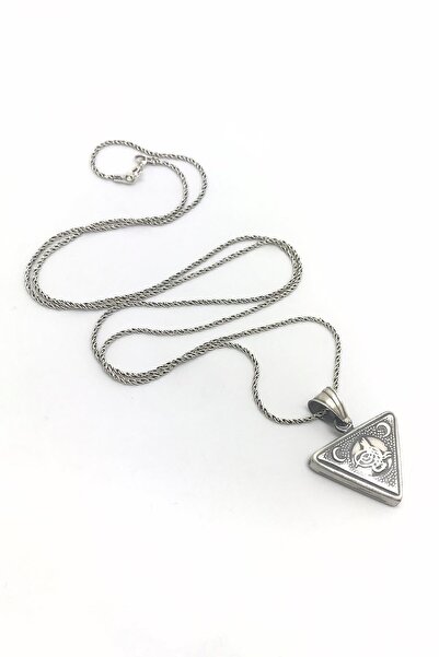 Erer Gümüş Gümüş Üçgen Çevşen Dualı Kolye