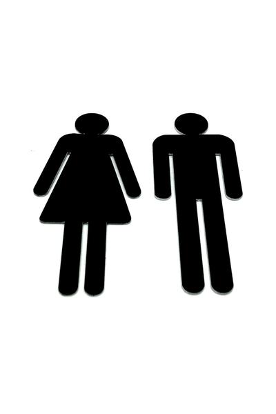 WC Toilet Sign Women And Men's Set ( 2 Pieces ), Door And Wall Orientation Plate 15 Cm X 6.5 Cm