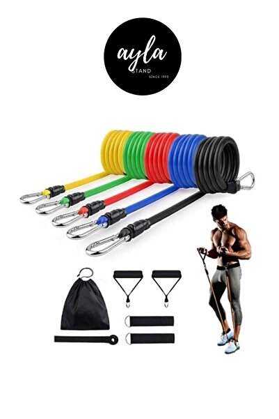 AYLA STAND 11 Parça Profesyonel Latex Direnç Lastiği Seti Kapı Arkası Direnç Bandı