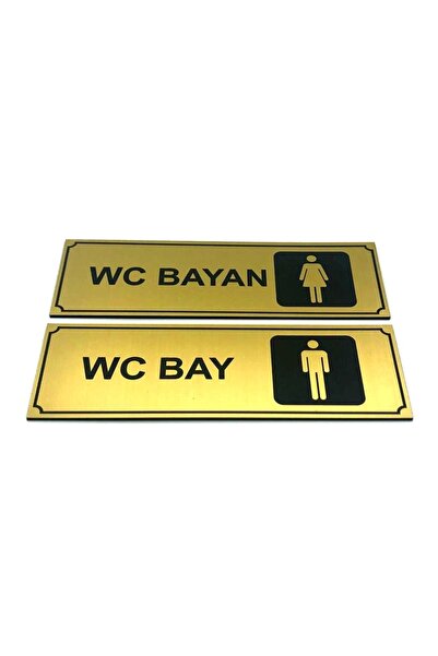 SE-Dizayn Wc Tuvalet Tabelası Bayan Bay Takım 2 Adet Kapı Yönlendirme Levhası 5 Cm X 15 Cm Rezopal Levha