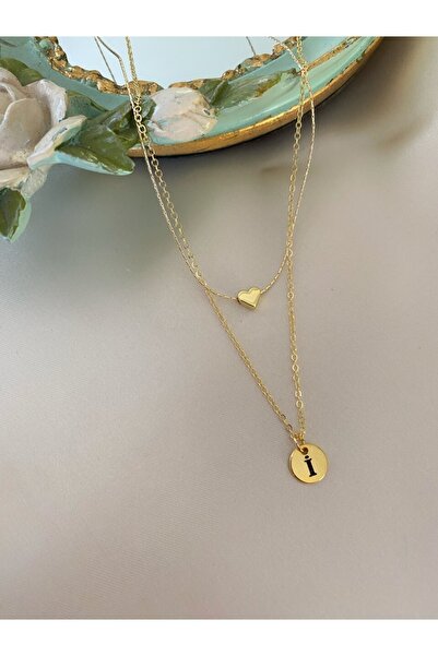 Asia by Leuvoié Kalp Ve I Harfli Ikili Kolye Seti