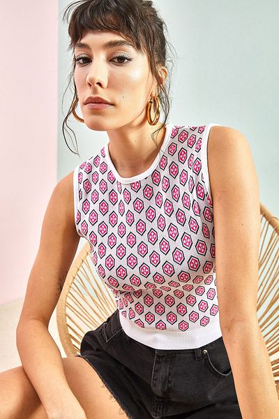 Bianco Lucci Gemusterte Strickbluse für Damen