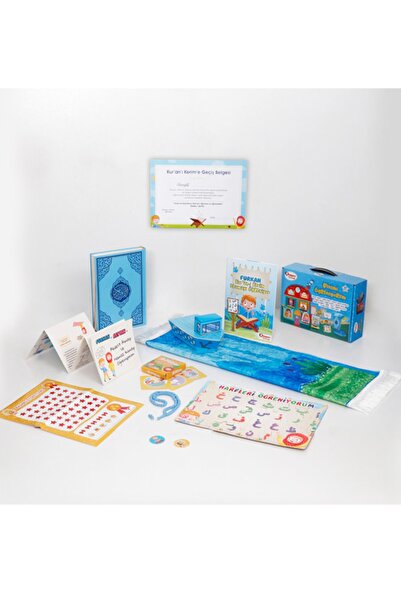 Genel Markalar Dinimi Öğreniyorum Kuran Ve Çocuk Seccadeli Set 12 Parça Mavi
