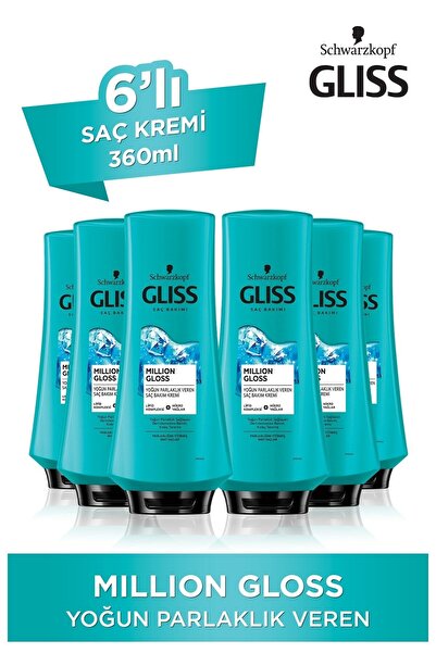 Gliss Million Gloss Yoğun Parlaklık Veren Saç Kremi 360 Ml 6'lı