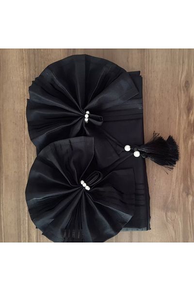 SAFİR Colber 12-Person Black Tablecloth Set