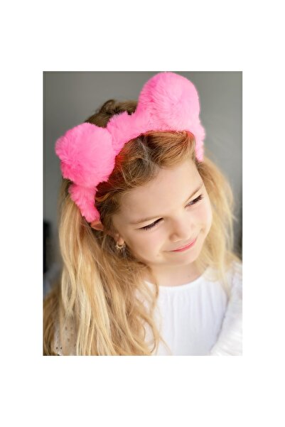 QUEEN AKSESUAR Coroană pentru copii cu pompon cu păr pufos de pluș, coroană c...