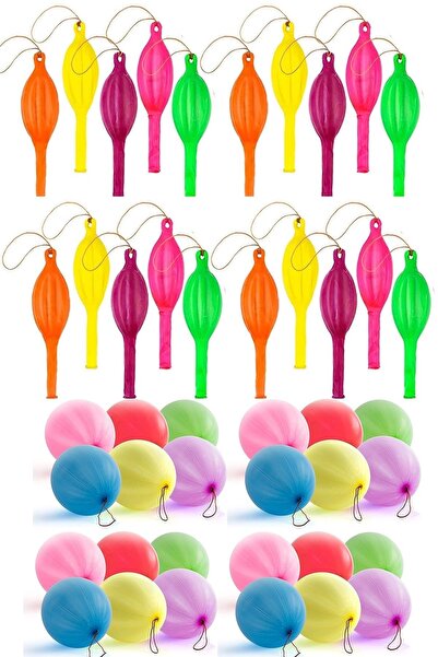Happyland Lastikli Punch Balon Çok Renkli Karışık Renkli Lastikli Balon 20 Adet