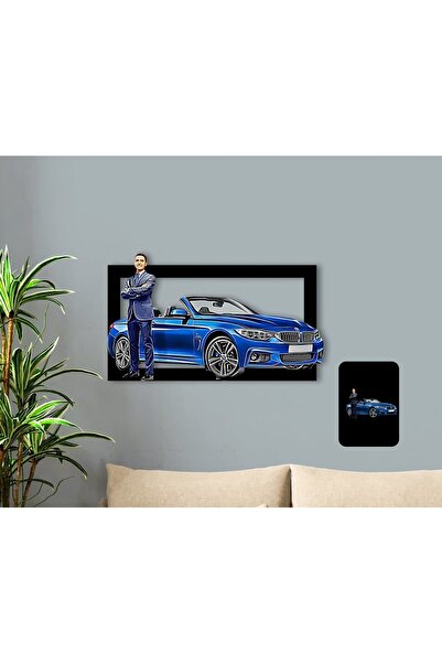 Bk Gift Kişiye Özel Tam Boy Erkek Otomobil Karikatürlü 3d Ahşap Tablo-1