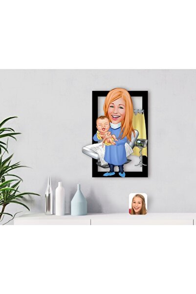 Bk Gift Kişiye Özel Kadın Doğum Uzmanı Karikatürlü 3d Ahşap Tablo-1